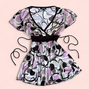 Y2K patterned babydoll top